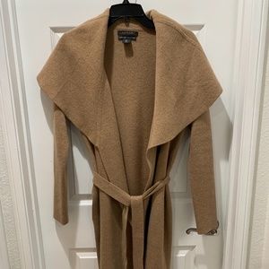TAHARI 100 Cashmere Shawl Cardigan Small Camel Tan